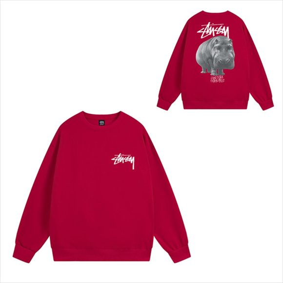 Stussy Sweatshirt Hippo Crew Sweat Red - Picture 1 of 1